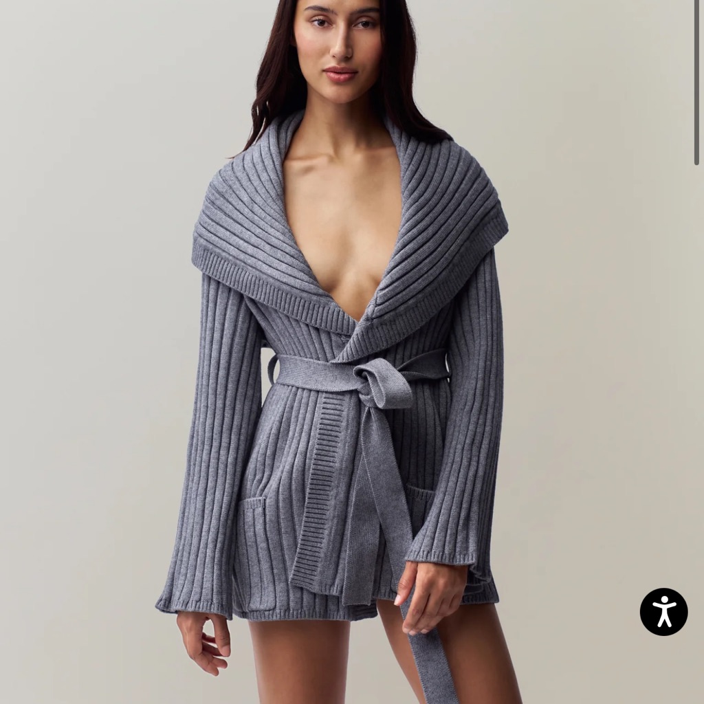 Women's Gray Shawl Collar Sweater
